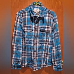 American Eagle thick plaid flannel mens shacket medium